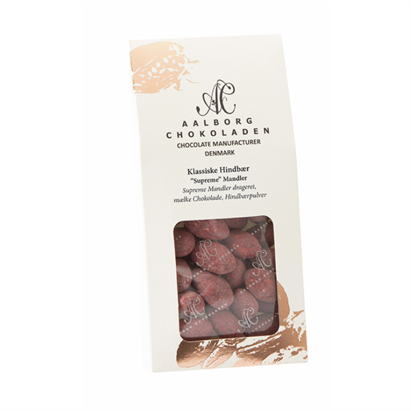 Hindbærmandler 90 g. - Aalborg Chokolade - Gourmet-Butikken