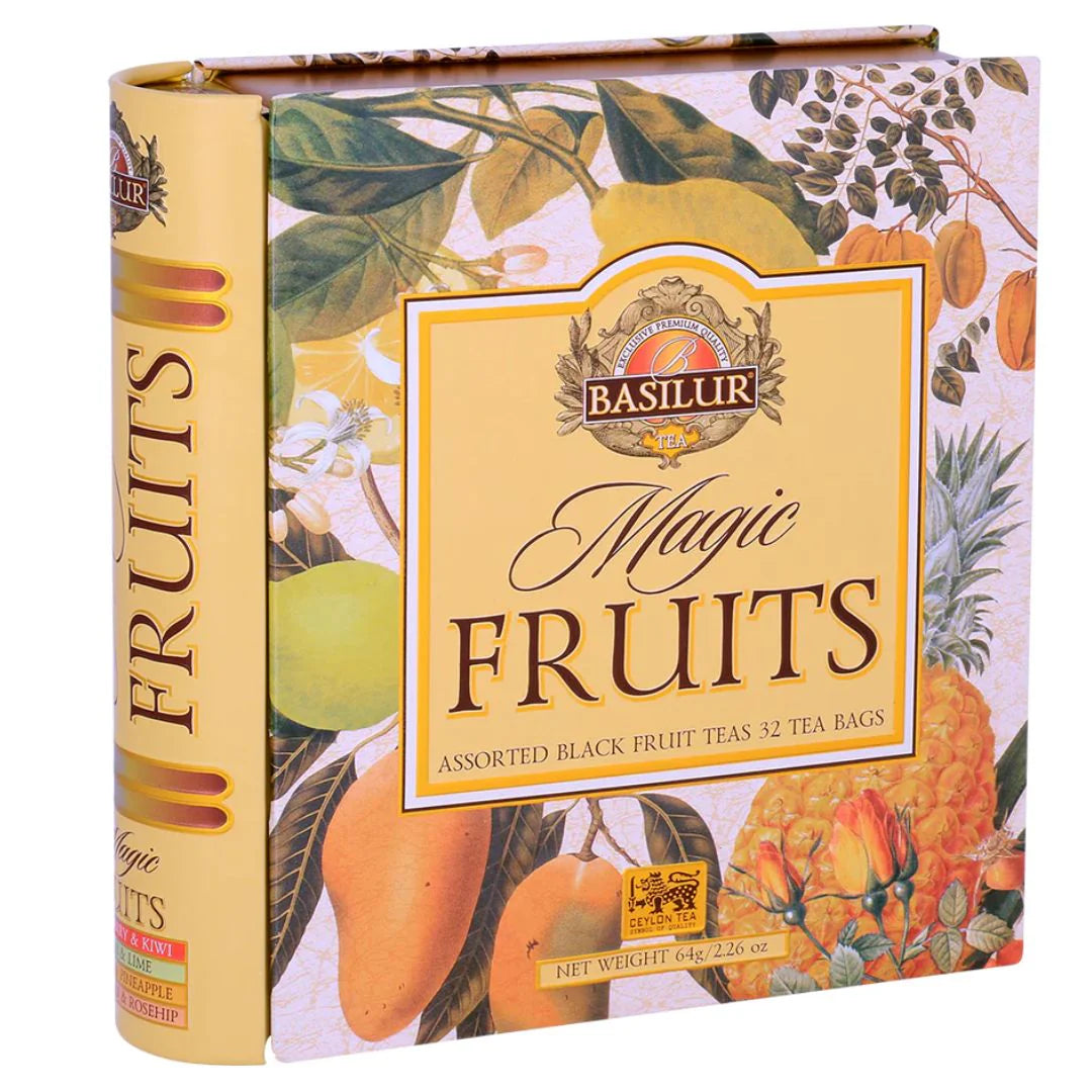 Stor Magic Fruits Te bog i metal - Basilur Tea - Gourmet-Butikken