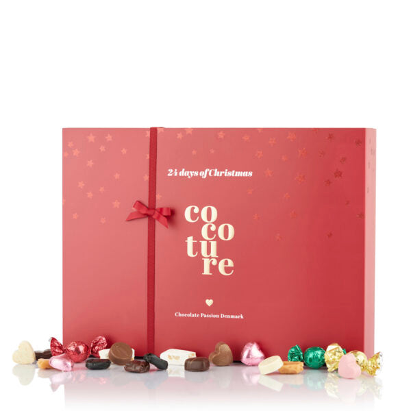 Red Magic julekalender m/ chokolade, lakrids & karamel fra Cocoture – 460g