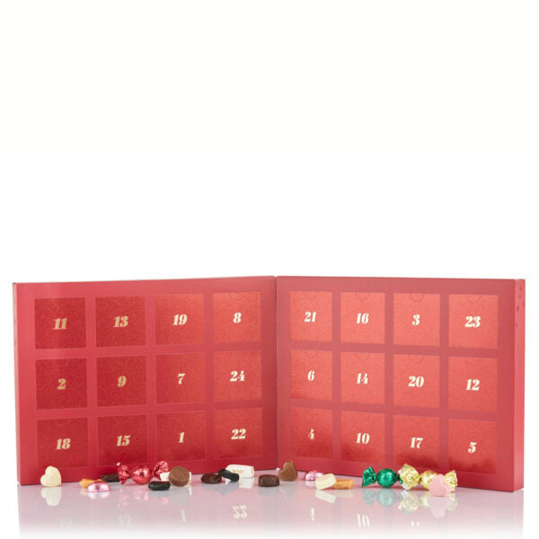 Red Magic julekalender m/ chokolade, lakrids & karamel fra Cocoture – 460g