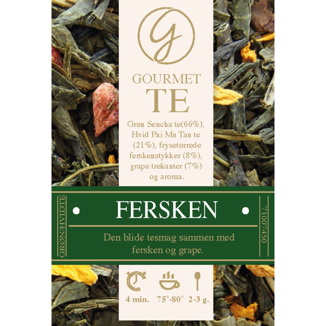 Fersken - Grøn / Hvid Gourmet Te - Gourmet-Butikken