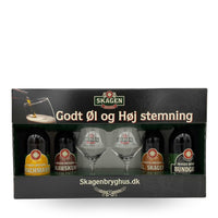 Godt Øl og Høj Stemning - Smagekasse m. 4 øl og 2 glas | Skagen Bryghus - Gourmet-Butikken