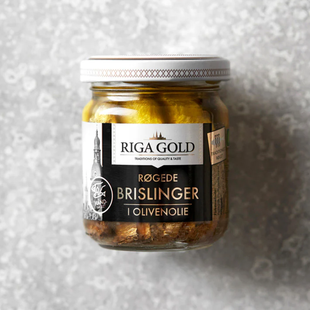 Grøndals Røgede Brislinger i Olivenolie - Gourmet-Butikken