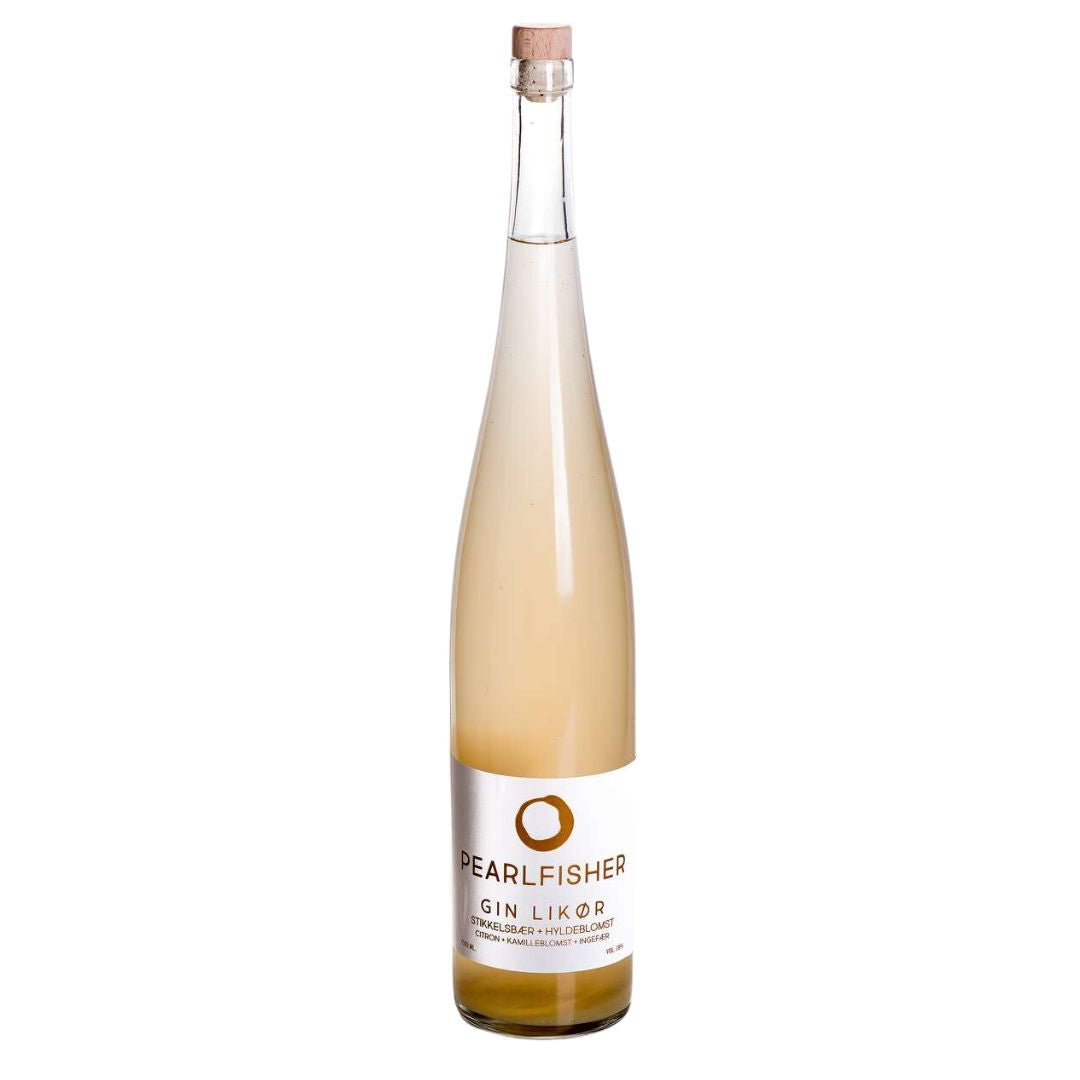 Pearlfisher Gin Likør med Stikkelsbær, Hyldeblomst, Citron, Kamilleblomst & Ingefær, 1500 ml - Gourmet-Butikken