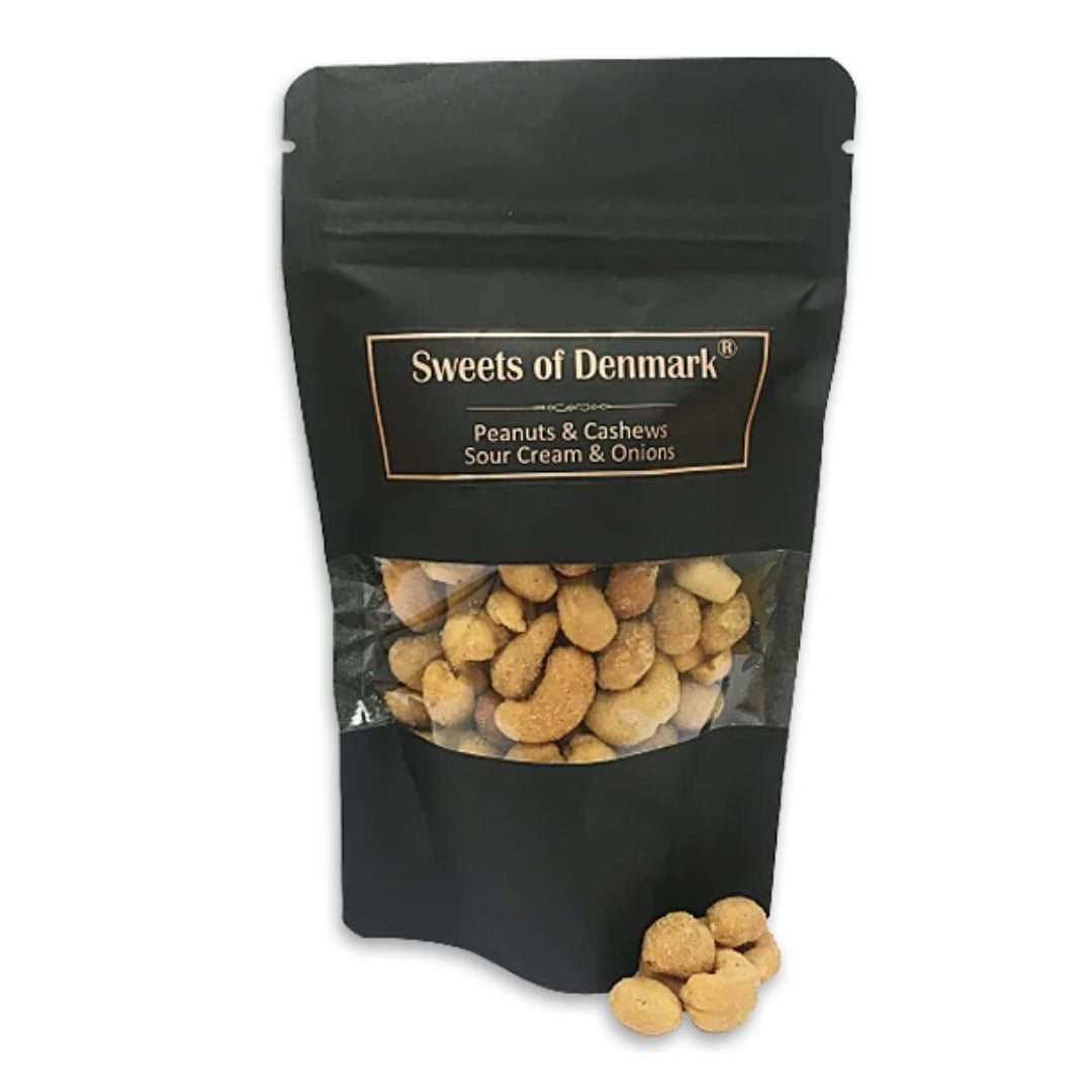 Peanuts og Cashewnødder med Sour cream & Onion | Sweets of Denmark