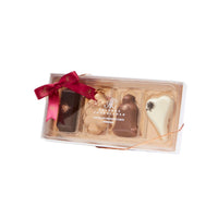 Petit Four æske m. 4 stk. marcipanfigurer - Bordeaux | Aalborg Chokoladen