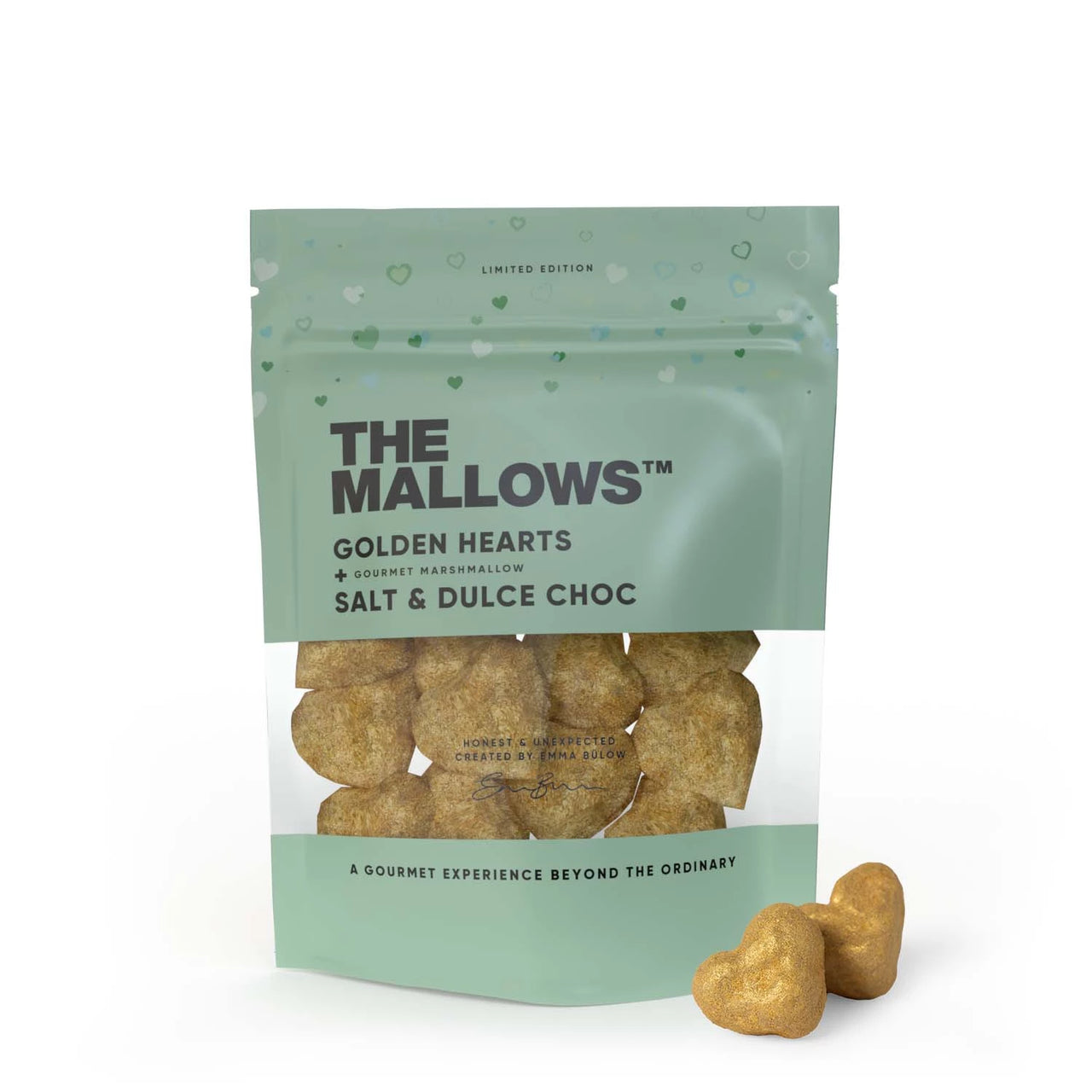The Mallows - Golden Hearts Skumfiduser m/ Dulce Chokolade& Salt - 90g. - Gourmet-Butikken